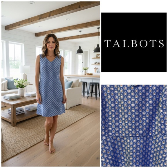 Talbots Dresses & Skirts - Talbots Navy and White Patterned Mini Dress